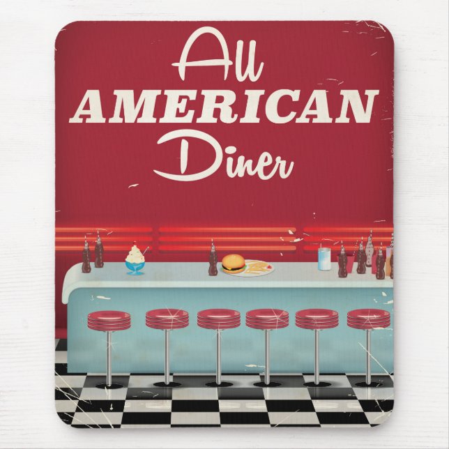 Mousepad Cartaz Retro Lanchonete All American (Frente)