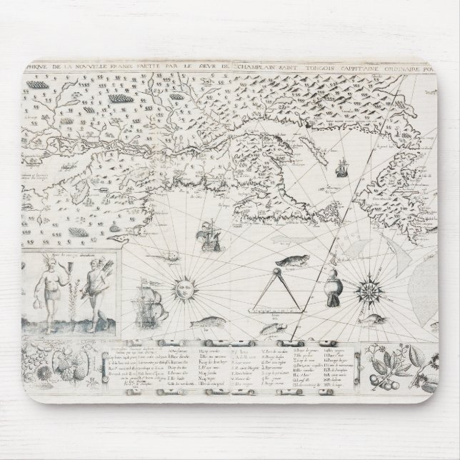 Mousepad Carte Française Canada (Québec) par Champlain 1612 (Frente)