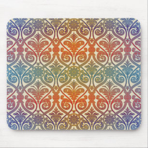 Mousepad Carteira de contorno do Damasco Vintage - vermelho