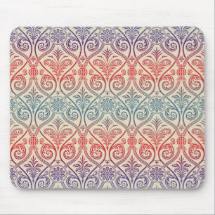 Mousepad Carteira Vintage Damask - vermelho violeta azul