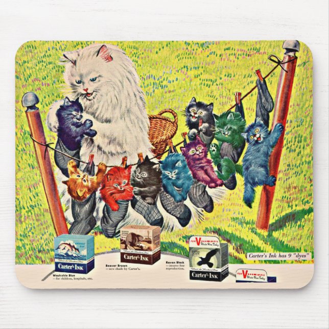 Mousepad Carter's Ink and mama cat and kittens (Frente)