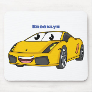 Mousepad Cartografia de carro esportivo amarelo e bonito