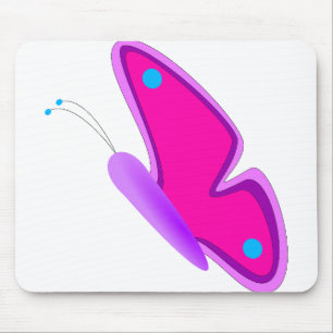 Mousepad Cartografia rosa púrpura rosa e borboleta
