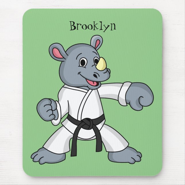 Mousepad Cartoon bonito rhino kung fu (Frente)