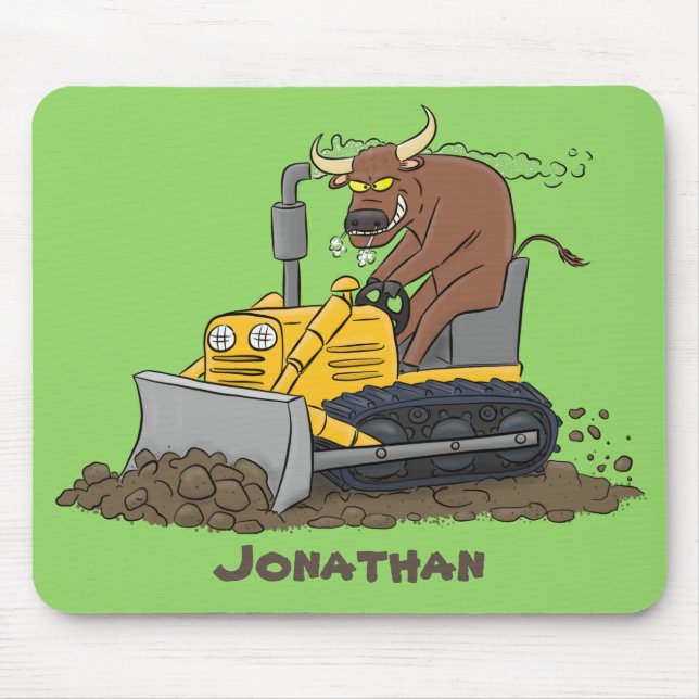 Mousepad Cartoon buldozer engraçado (Frente)