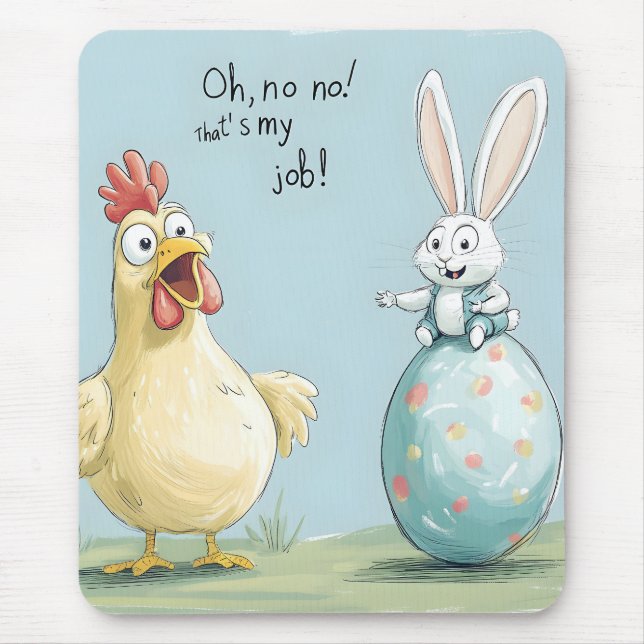 Mousepad Cartoon Bunny Pintinho, Diversão de Páscoa de Ovo (Frente)