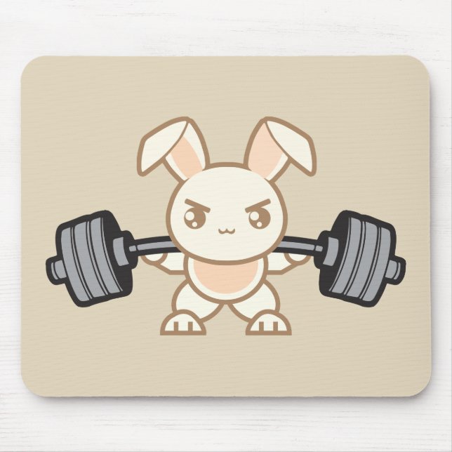 Mousepad Cartoon Coelhinho de Levantamento de Peso - Quadra (Frente)