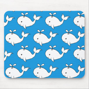 Mousepad Cartoon de Baleia Desenhada à Mão Azul