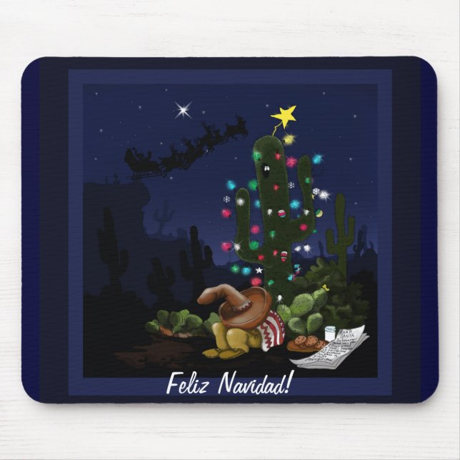 Mousepad Cartoon de cacto no sudoeste do Natal (Frente)