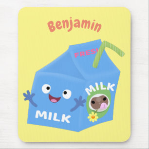 Mousepad Cartoon de cartonagem de leite feliz e bonito