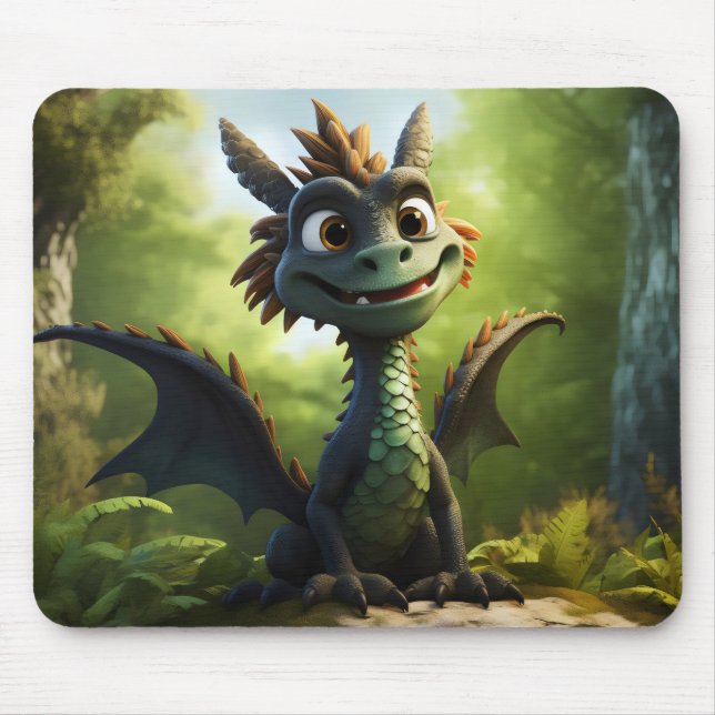 Mousepad Cartoon de Dragão Verde (Frente)