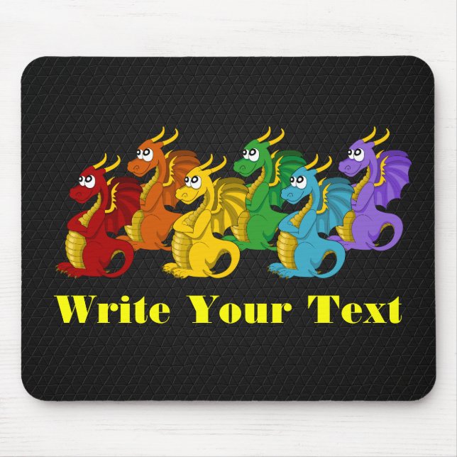 Mousepad Cartoon de dragões coloridos (Frente)