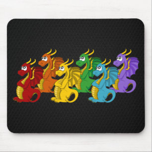 Mousepad Cartoon de dragões coloridos