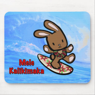Mousepad Cartoon de Férias Bunny Surfing no Havaí