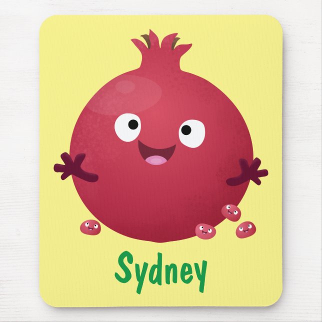 Mousepad Cartoon de fruta de romã giro (Frente)