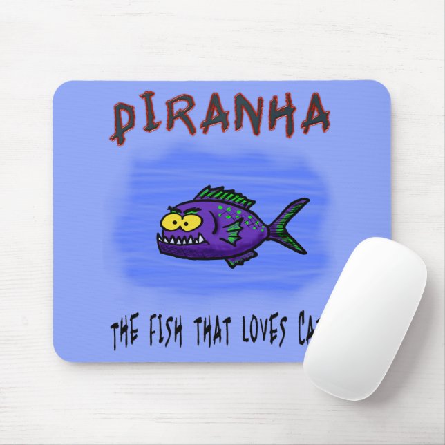 Mousepad Cartoon de peixe Piranha (Com mouse)