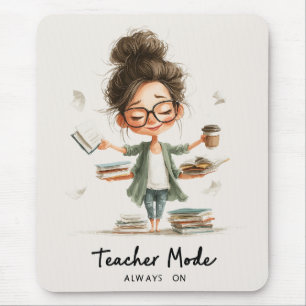 Mousepad Cartoon de professor bonito com "Modo de professor