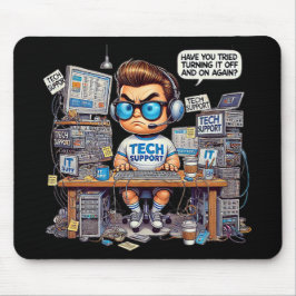 Mousepad Cartoon de suporte técnico engraçado