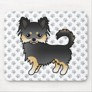 Mousepad Cartoon e patas Casaco Chihuahua, Preto E Longo