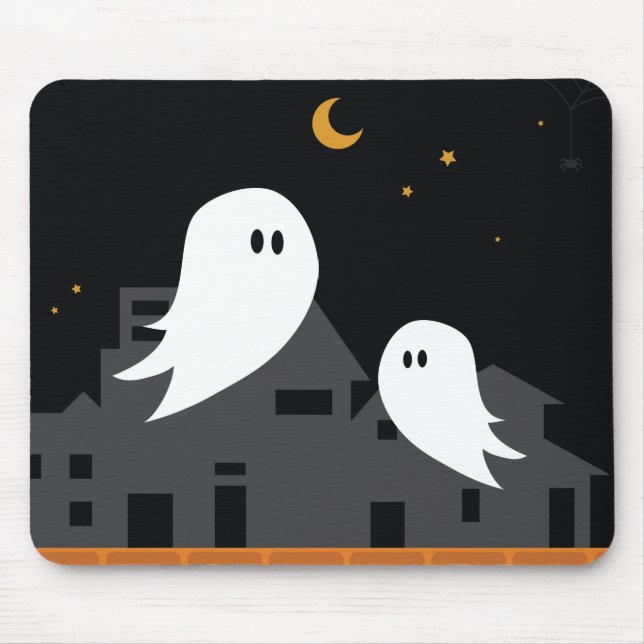 Mousepad Cartoon fantasma da cidade de Halloween (Frente)