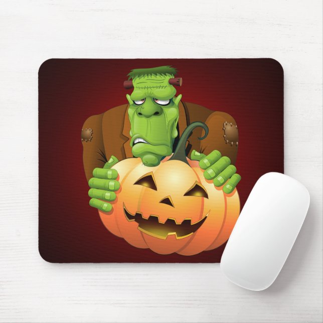 Mousepad Cartoon Frankenstein Monster com Pumpkin (Com mouse)