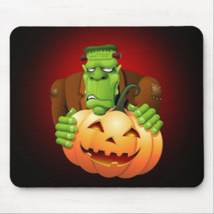 Mousepad Cartoon Frankenstein Monster com Pumpkin