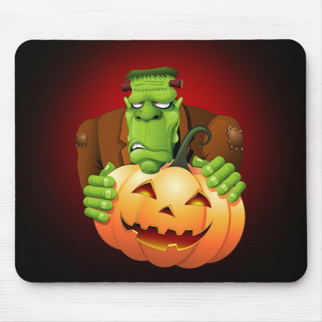 Mousepad Cartoon Frankenstein Monster com Pumpkin (Frente)