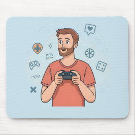 Mousepad Cartoon Gamer Character Illustration