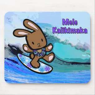 Mousepad Cartoon Hawaiian Surfing Bunny Holiday