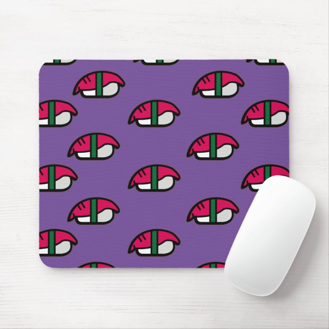 Mousepad Cartoon Kawaii Sushi, Arroz de Peixe e Algas Marin (Com mouse)
