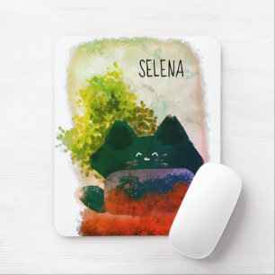 Mousepad Cartoon na moda Cute Oculto Fluffy Blue Cat