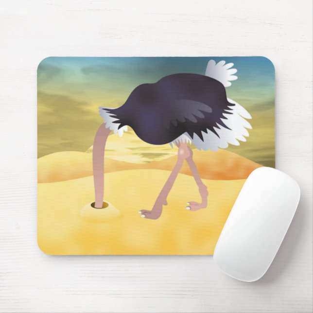 Mousepad Cartoon Ostrich Com Areia De Cabeça (Com mouse)