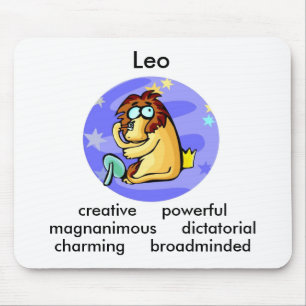 Mousepad Cartoon personalizável Leo Lion traços Zodiac
