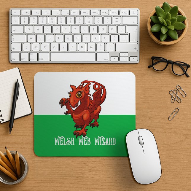 Mousepad Cartoon Red Dragon Wales, Assistente Web do Welsh (Criador carregado)