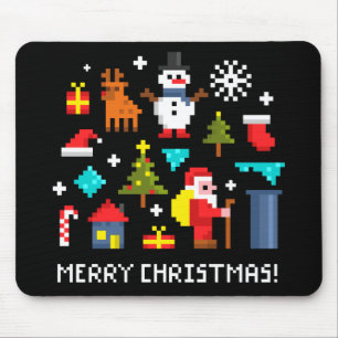 Mousepad Cartoons de pixel Feliz de Natal