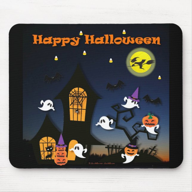 Mousepad Casa Assombrada Feliz Halloween (Frente)