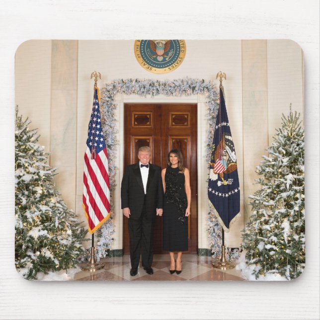 Mousepad Casa Branca de Natal de Donald & Melania Trump (Frente)