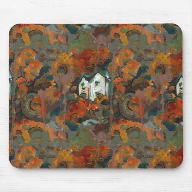 Mousepad Casa Branca e Árvores do outono (Frente)