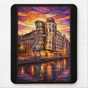 Mousepad Casa Dançante de Praga Vitral Pôr do Sol
