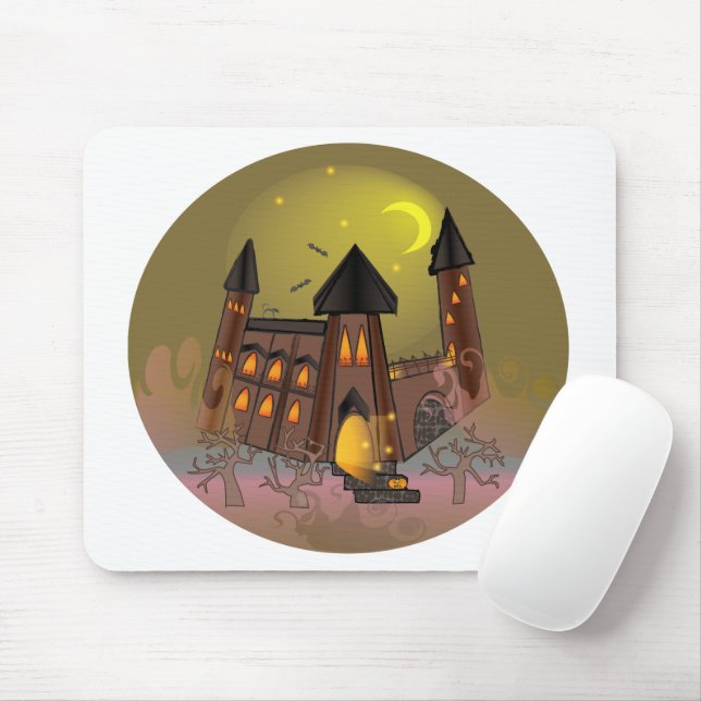Mousepad Casa das bruxas do Dia das Bruxas e castelo dos va (Com mouse)