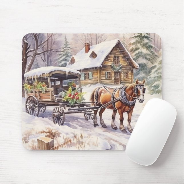 Mousepad Casa De Cais No Quintal De Inverno (Com mouse)
