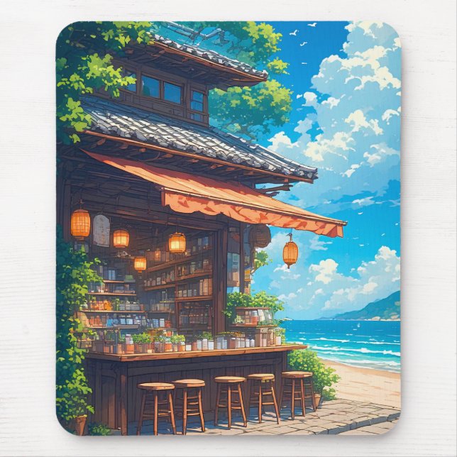 Mousepad Casa de Chá Lanterna à Beira-Mar (Frente)