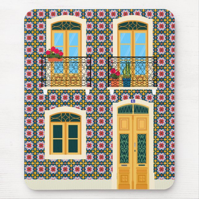 Mousepad Casa de Lisboa com azulejos (Frente)