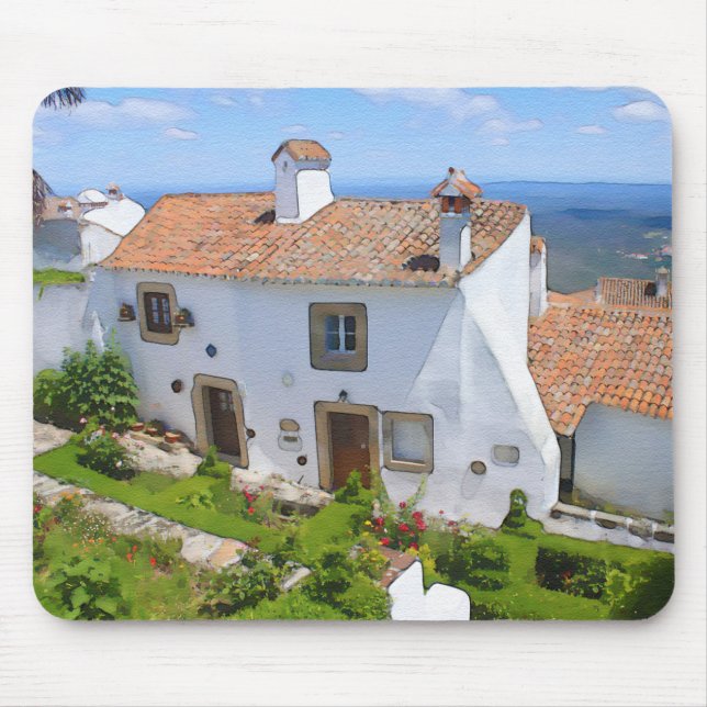 Mousepad Casa do Mediterrâneo com Aquarela (Frente)