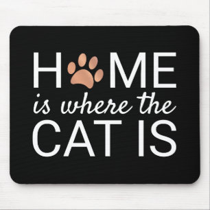 Mousepad Casa É Onde O Gato É Impresso Rosa Dourado Da Pa