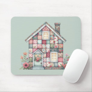 Mousepad Casa Floral Cottagecore com Remendo Falso