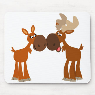 Mousepad Casal bonito dos alces dos desenhos animados no