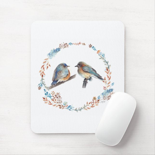 Mousepad Casal de Bluebird Oriental Floral Wreath (Com mouse)