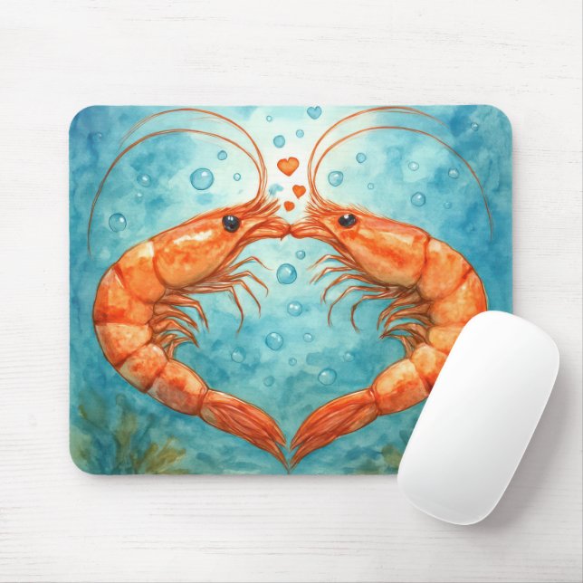 Mousepad Casal de Camarões Beijando Embaixo d'Água (Com mouse)