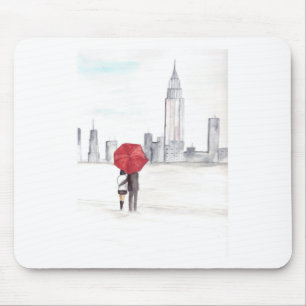 Mousepad casal de guarda-chuva vermelho Nova Iorque, trend